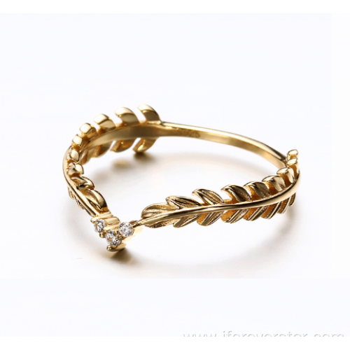 925 gold color women CZ lady ring